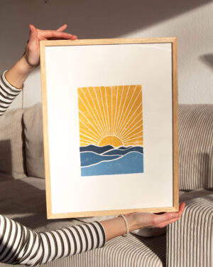 Sonnenaufgang Linoldruck