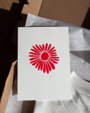 Rote Blume Siebdruck Postkarte