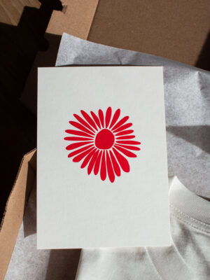 Rote Blume Siebdruck Postkarte