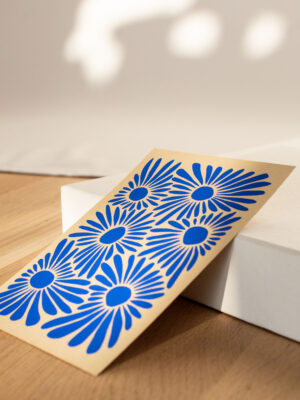 Blaue Blümchen Siebdruck Postkarte