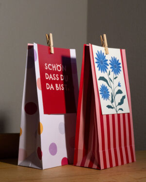 Geschenkverpackungs-Set | 2 Geschenkbeutel mit passenden Postkarten
